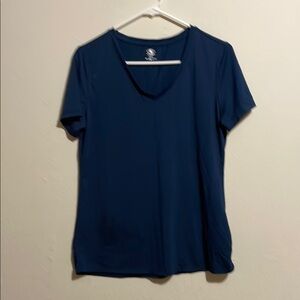 Athletic Works Dark Blue dry fit, v neck short sleeve top. Size medium.
